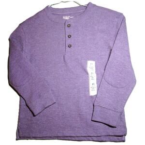 Cat & Jack Boy's Henley Shirt Size XS 4/5 Plum Purple Long Sleeves Eco-Fashion